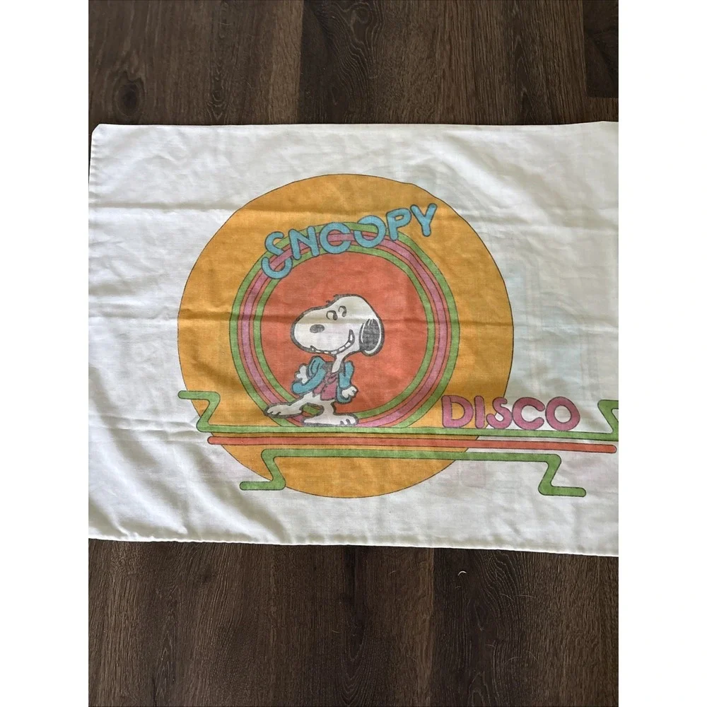 Vintage Peanuts Disco Pillowcase Snoopy Saturday Night Beagle